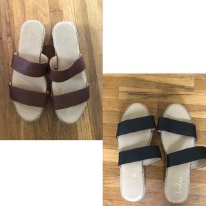 TWO Lulu brown and black espadrille platform sandals